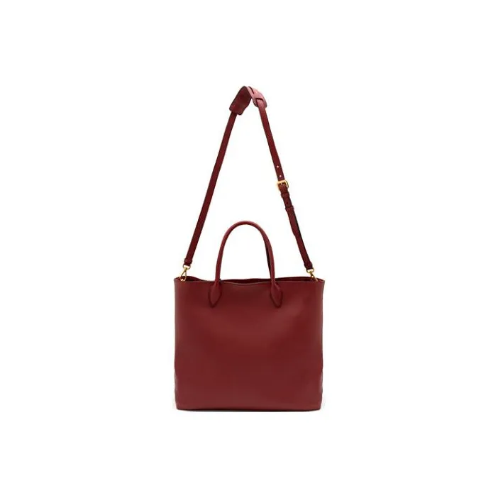 PRADA Cow Leather Tote Bag Shopping Bag Shoulder Bag Crossbody Bag Handbag Women's Red-2