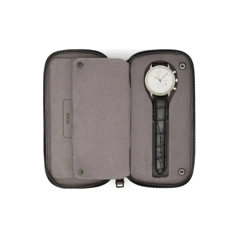 TUMI Leather Watch Box Storage Bag Unisex Black-4
