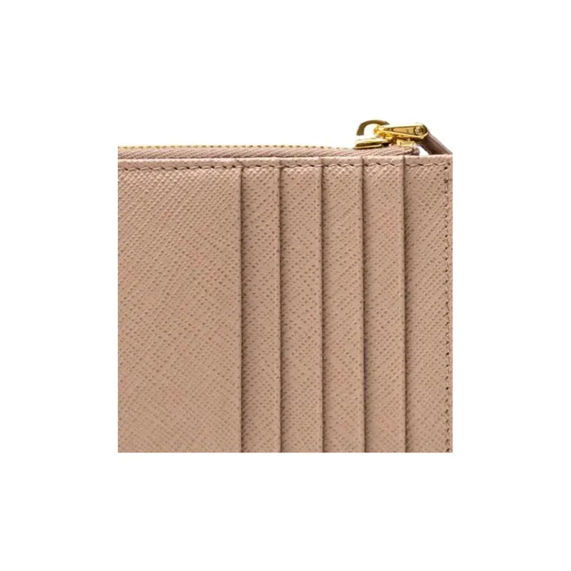 PRADA Fabric With Leather Wallet, Card Holder Regular Women's Pink-3