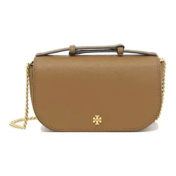 TORY BURCH Leather Portable Crossbody Bag Shoulder Bag Small Size Women's Brown