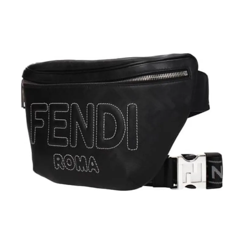 FENDI Calfskin Shoulder Bag, Crossbody Bag, Fanny Pack Regular Men's Black-2