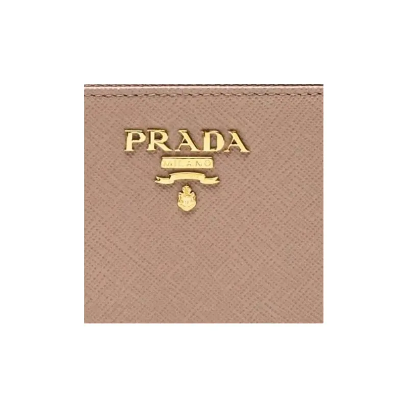 PRADA Fabric With Leather Wallet, Card Holder Regular Women's Pink-4