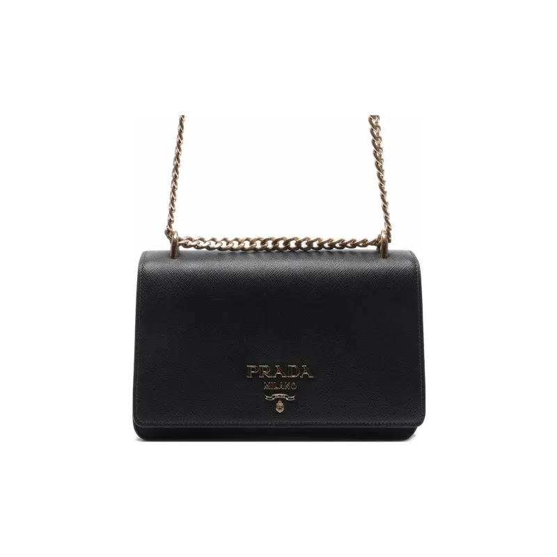 PRADA Cow Leather Shoulder Bag, Crossbody Bag Regular Women's Black-0