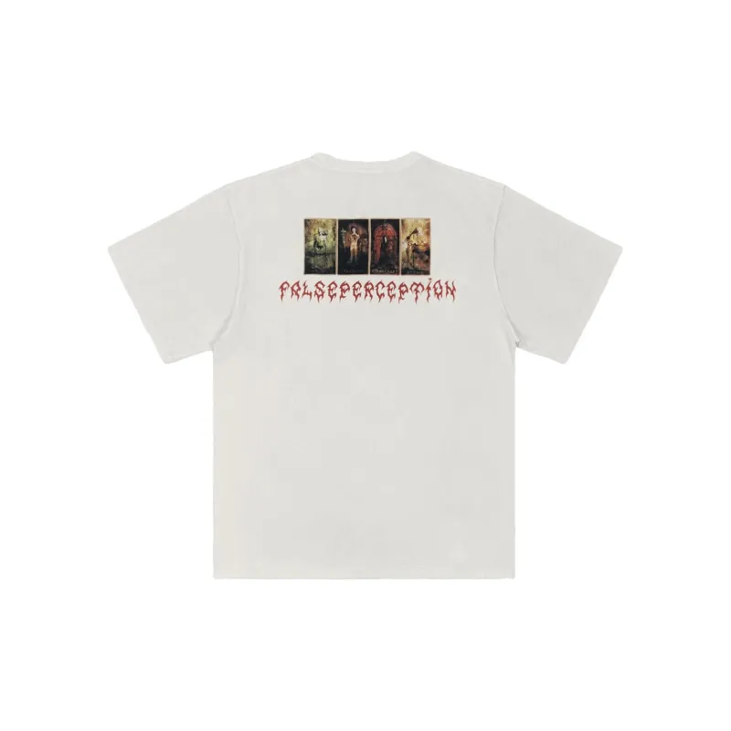 False Perception T Shirts Unisex Distressed White-1