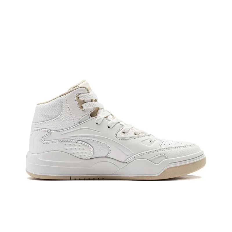 LiNing Almond Anti Slip And Wear Resistant Breathable High Top Skateboard Shoes Women's White-1