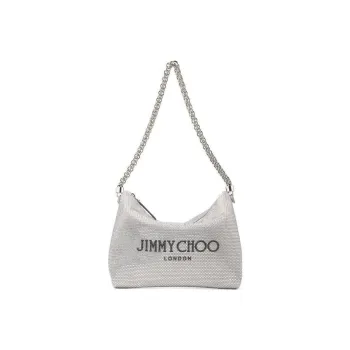 Jimmy Choo Suede Glass Handbag Shoulder Bag Women's Silver