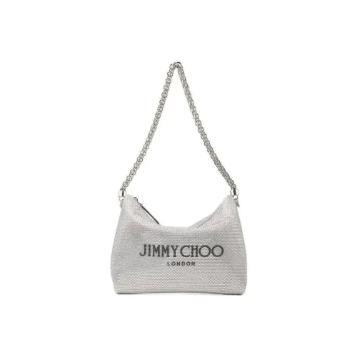 Jimmy Choo Suede Glass Handbag Shoulder Bag Women's Silver