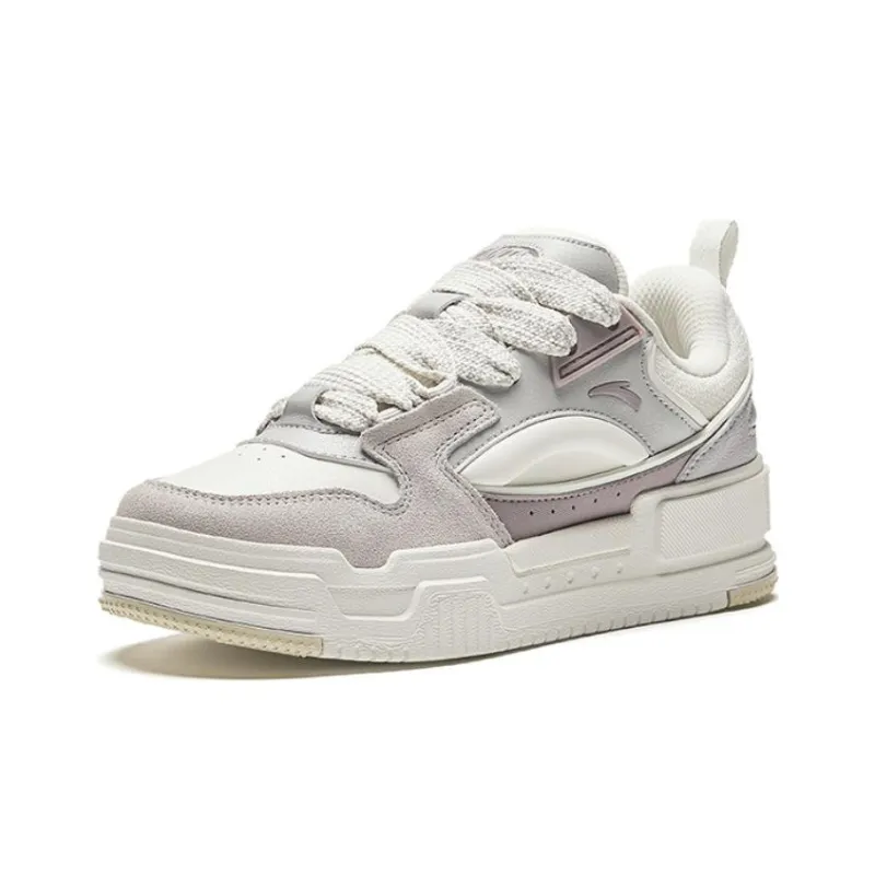 Anta Micro Sugar Puffy Shoes Wear Resistant Low Top Skateboard Shoes Women's White Purple-1