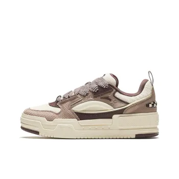 Anta Micro Sugar Puffy Shoes Cushioning Wear Resistant Low Top Skateboard Shoes Women's Beige Brown
