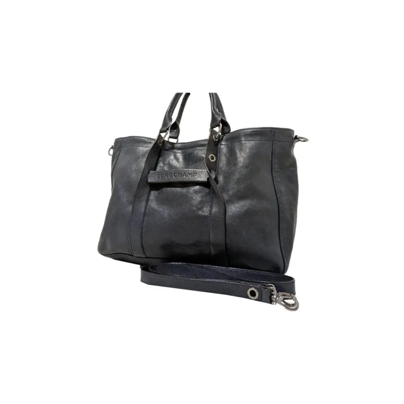 LONGCHAMP Calfskin Tote Bag, Shopping Bag, One Shoulder Handbag Regular Women's Black-0