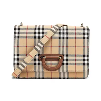 Burberry Canvas With Leather Shoulder Bag Crossbody Bag Women's Coffee