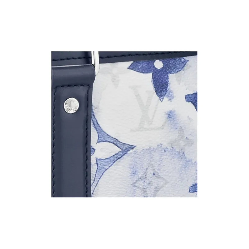 LOUIS VUITTON Canvas Tote Bag Shopping Bag Portable Crossbody Bag Shoulder Bag Men's Gradient Blue-4