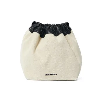 JIL SANDER Linen Canvas With Sheepskin Canvas Bag, Dumpling Bag, Shoulder Bag Women's