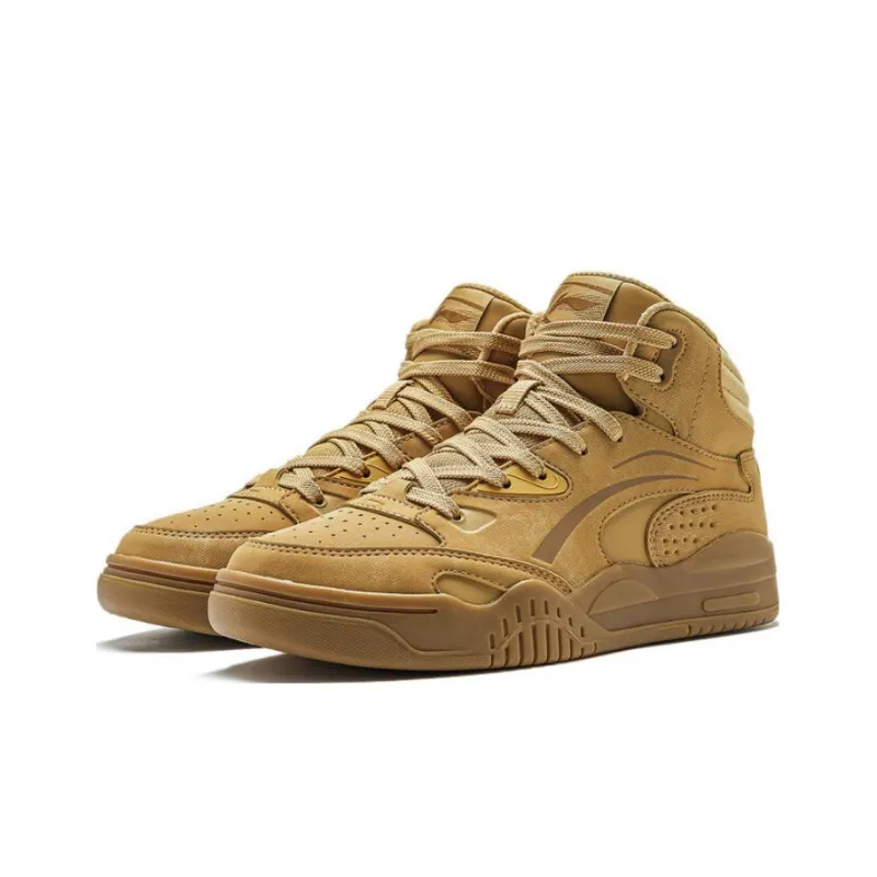 LiNing Mobara Anti Slip And Wear Resistant Breathable High Top Skateboard Shoes Women's Yellow-2
