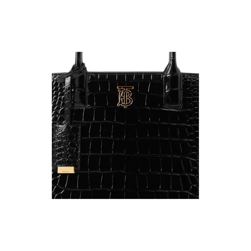 Burberry Frances Calfskin Tote Bag, Shopping Bag, Handbag Small Size Women's Black-5