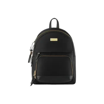 SAMSONITE Fabric Cow Leather Patchwork Laptop Backpack Small Size Women's Black