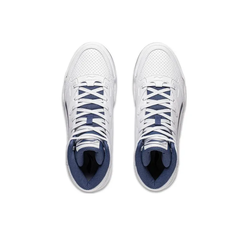 LiNing Mobara Anti Slip And Wear Resistant Breathable High Top Skateboard Shoes Men's White Blue-3