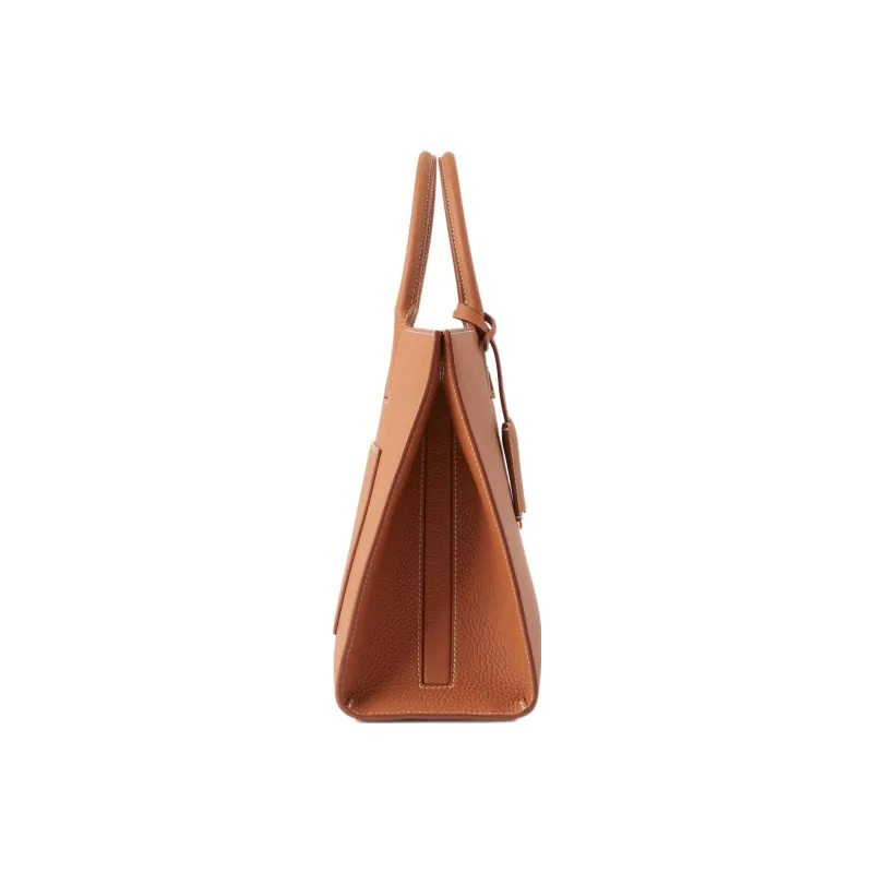 Burberry Frances Calfskin Tote Bag Shopping Bag Handbag Small Size Women's Warm Reddish Brown-1