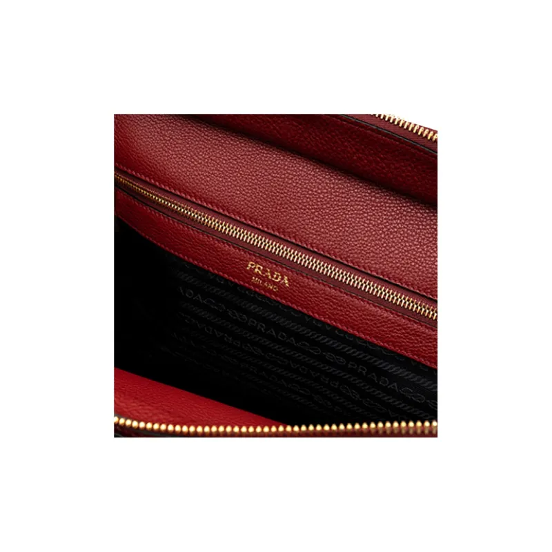 PRADA Cow Leather Tote Bag Shopping Bag Shoulder Bag Crossbody Bag Handbag Women's Red-5
