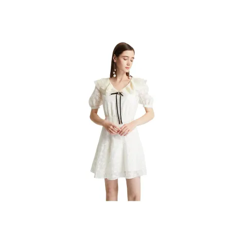 Caroline Short-Sleeved Dresses Women's Off White