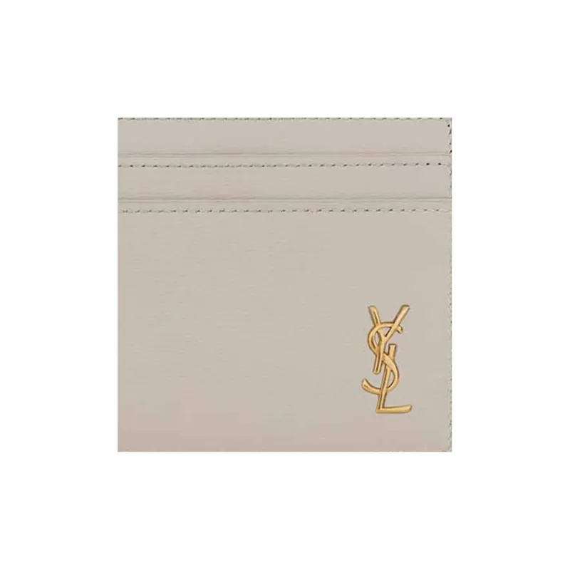 SAINT LAURENT Cow Leather Card Clip Card Holder Women's Vintage White-2