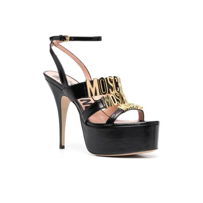 MOSCHINO Logo-Plaque Ankle Strap Platform Sandals Women's-2