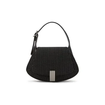 CHARLES&KEITH PU Saddle Bag, Crossbody Bag, Shoulder Bag Medium Size Women's DARK GREY/Dark Gray/Chalk White
