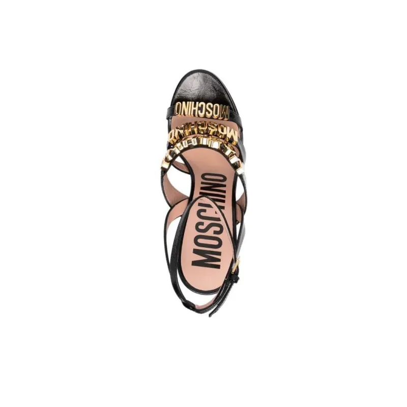 MOSCHINO Logo-Plaque Ankle Strap Platform Sandals Women's-4