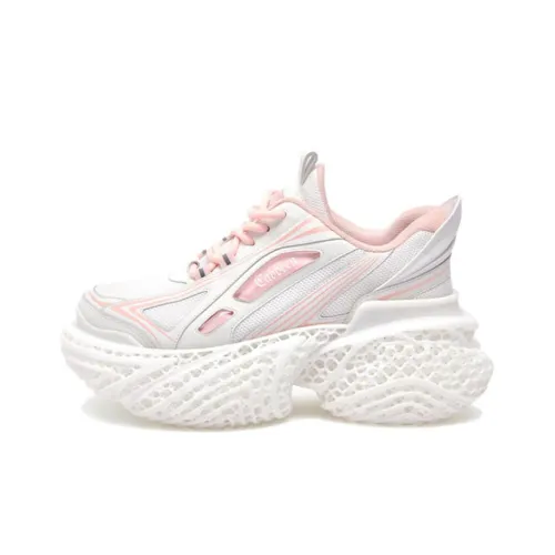 Cabbeen Chunky Sneakers Women's Low-Top White/Pink