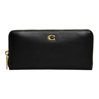 COACH Accordion Zip Calfskin Trunk Bag Wallet Regular Women's Black