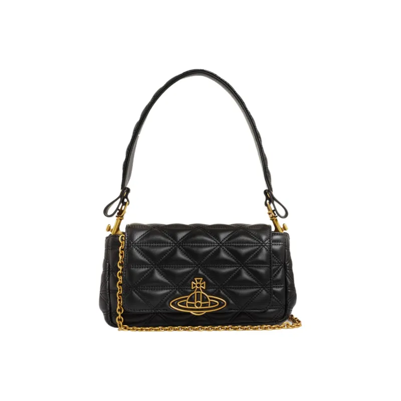 Vivienne Westwood HAZEL Lambskin One Shoulder Handbag Medium Size Women's Black-1