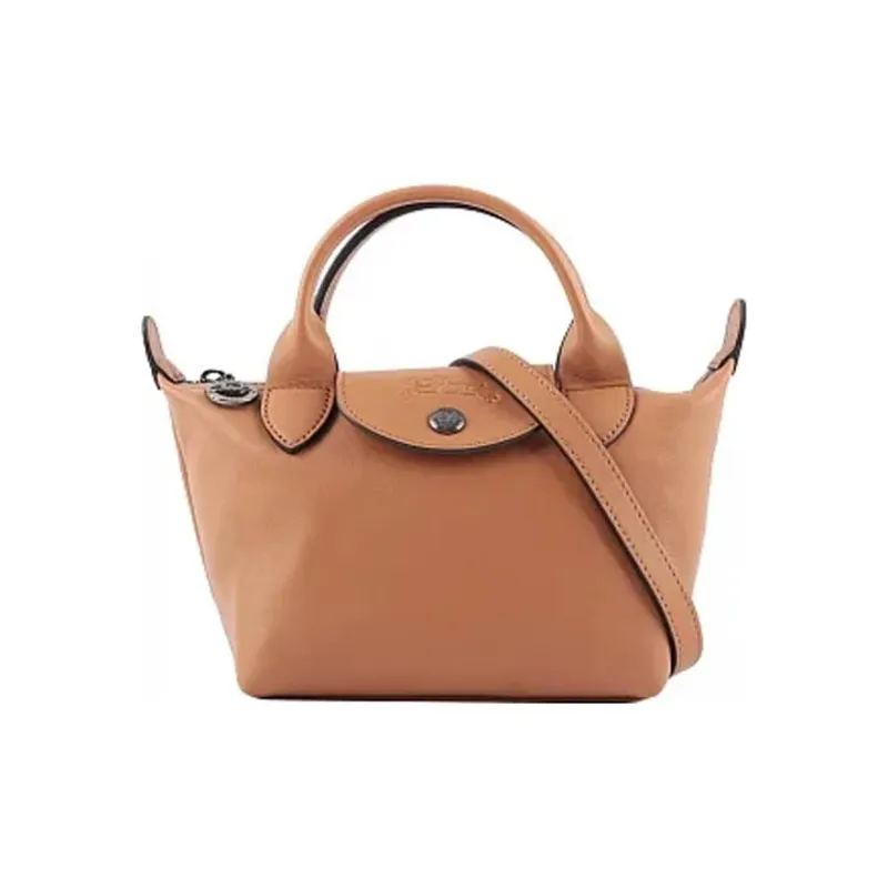 LONGCHAMP Le Pliage Cuir Sheepskin Handbag Shoulder Bag Crossbody Bag Mini Women's Hazelnut Umber-1