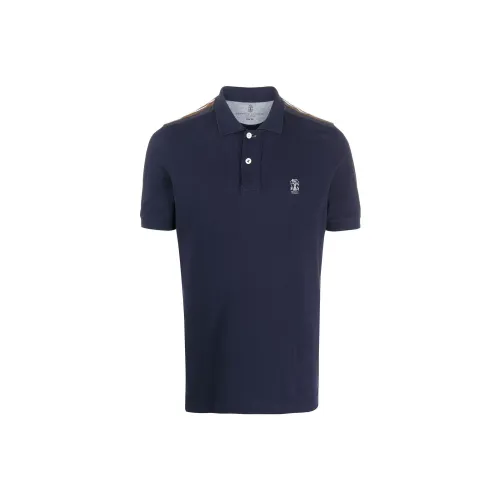 Brunello Cucinelli Polo Shirts Men Navy Blue