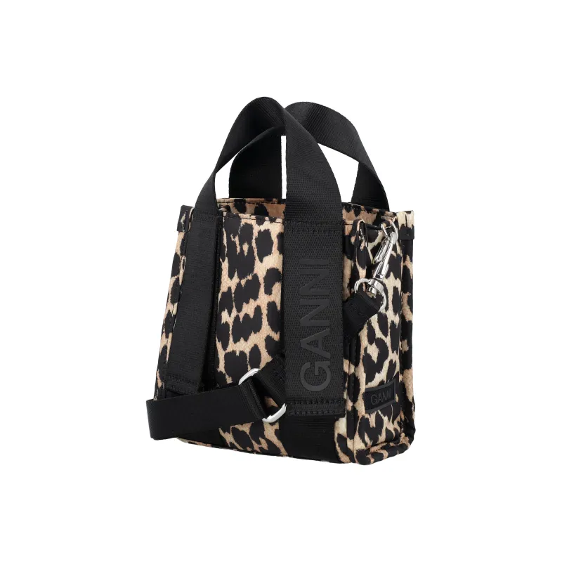 GANNI Polyester Tote Bag Shopping Bag Shoulder Bag Crossbody Bag Handbag Mini Women's Leopard Print-2