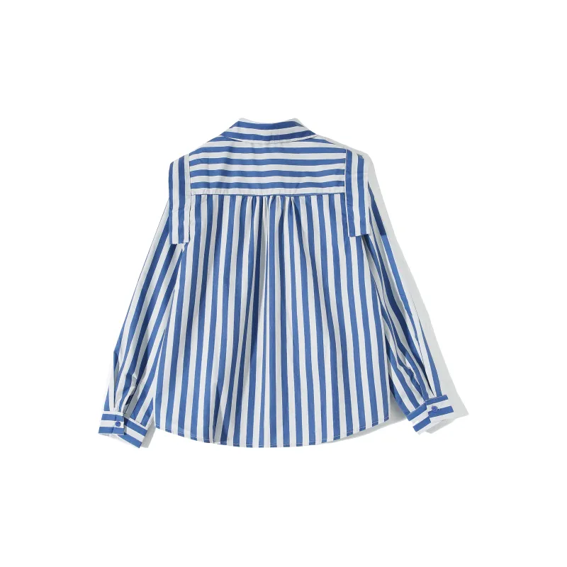 AHDO Shirts Women's Stripe Blue White-1