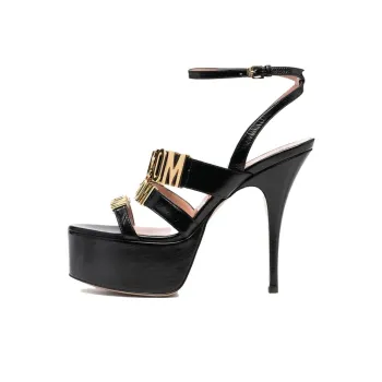MOSCHINO Logo-Plaque Ankle Strap Platform Sandals Women's