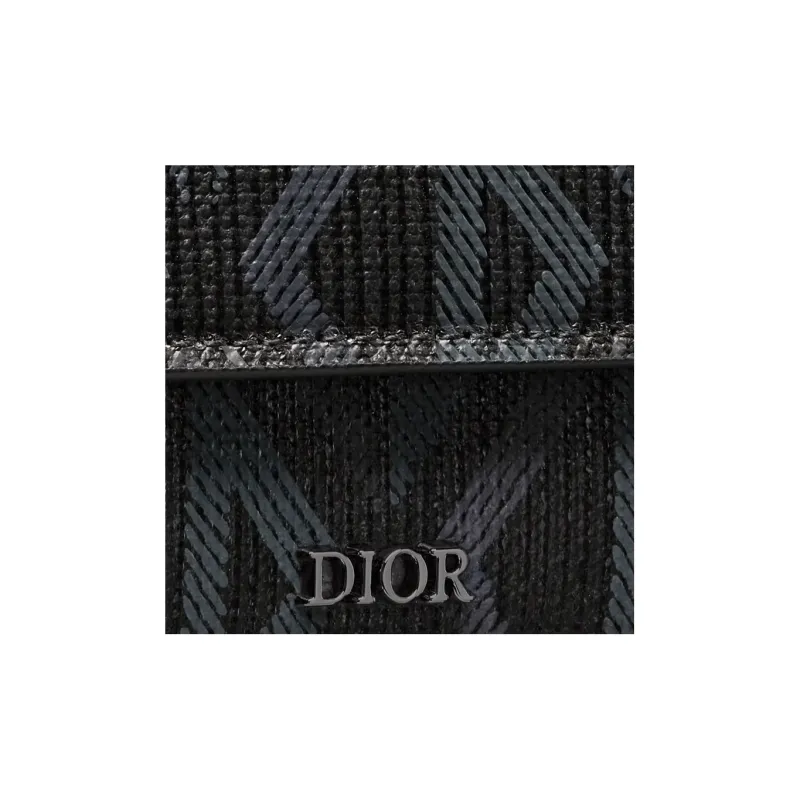 DIOR CD Diamond Canvas With Smooth Calfskin Wallet Men's Black-4