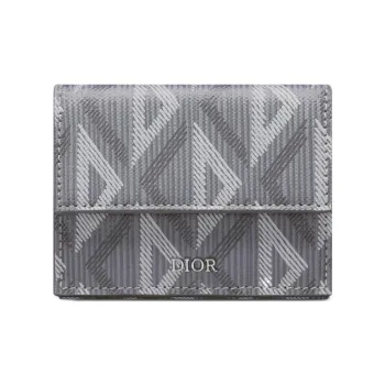 DIOR CD Diamond Canvas With Smooth Calfskin Wallet Men's Gray