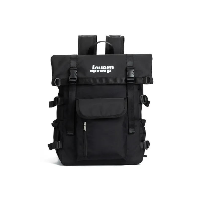 LOVERPUSS Polyester Backpack Regular Unisex Cool Black Dazzle Black-0