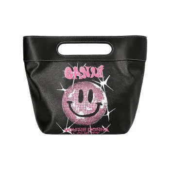 GANNI Coated Canvas Tote Bag Shopping Bag Shoulder Bag Crossbody Bag Handbag Mini Women's Black