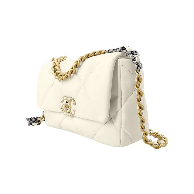 CHANEL 19Bag Lambskin Handbag, Shoulder Bag, Crossbody Bag Women's Beige-1