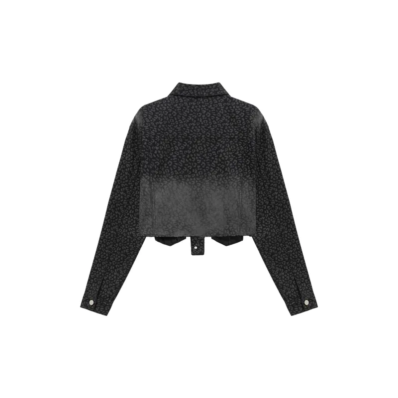 CHUU Cropped Coats Women's Leopard Print Black-1