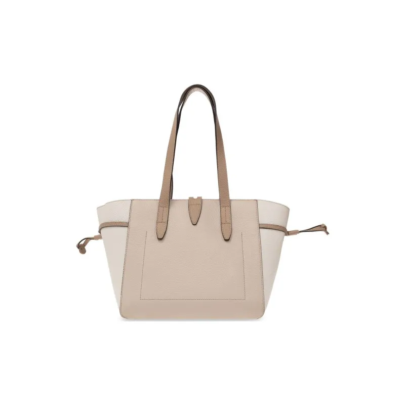 Furla Net Collection Grain Leather Tote Bag, Shopping Bag, Shoulder Bag, Handbag Trumpets Women's Light Umber/White-4