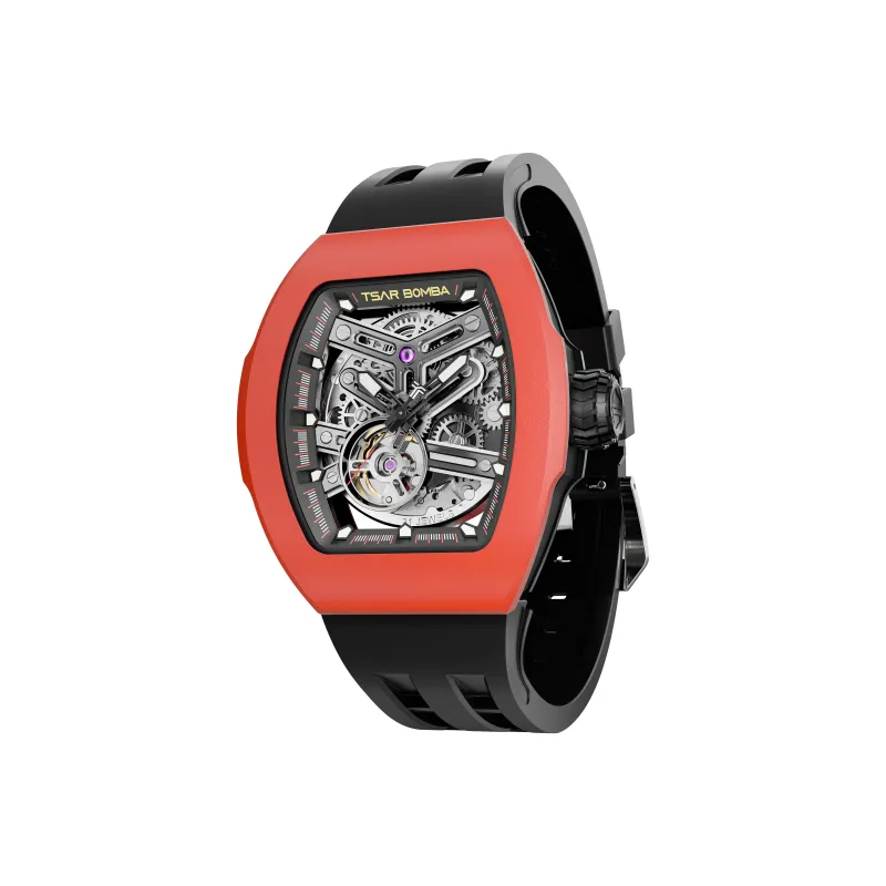 TSAR BOMBA Break-Collection Mechanical Movement Watch Men's Watches Cut-Out Dial Quick-Release Carbon Fiber-1