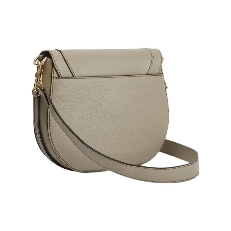Furla Club 2 Calfskin Saddle Bag, Shoulder Bag, Crossbody Bag Small Size Women's Marble Gray-2