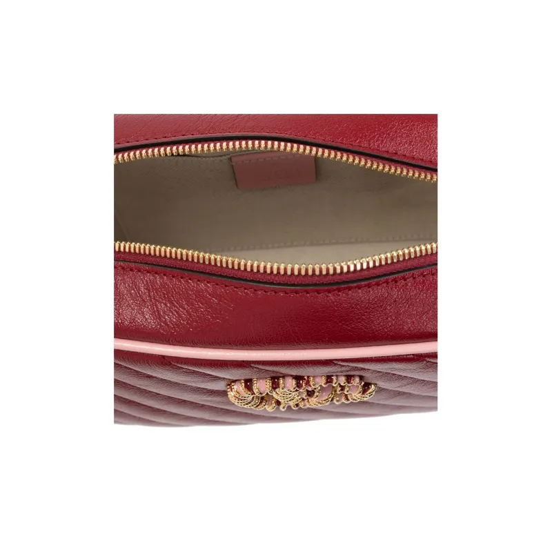GUCCI Quilting Leather Camera Bag Chain Shoulder Bag Crossbody Bag Small Size Women's Red/Pink-3
