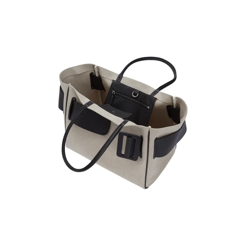 BOYY Canvas With Calfskin One Shoulder Handbags Regular Women's Gray White-4
