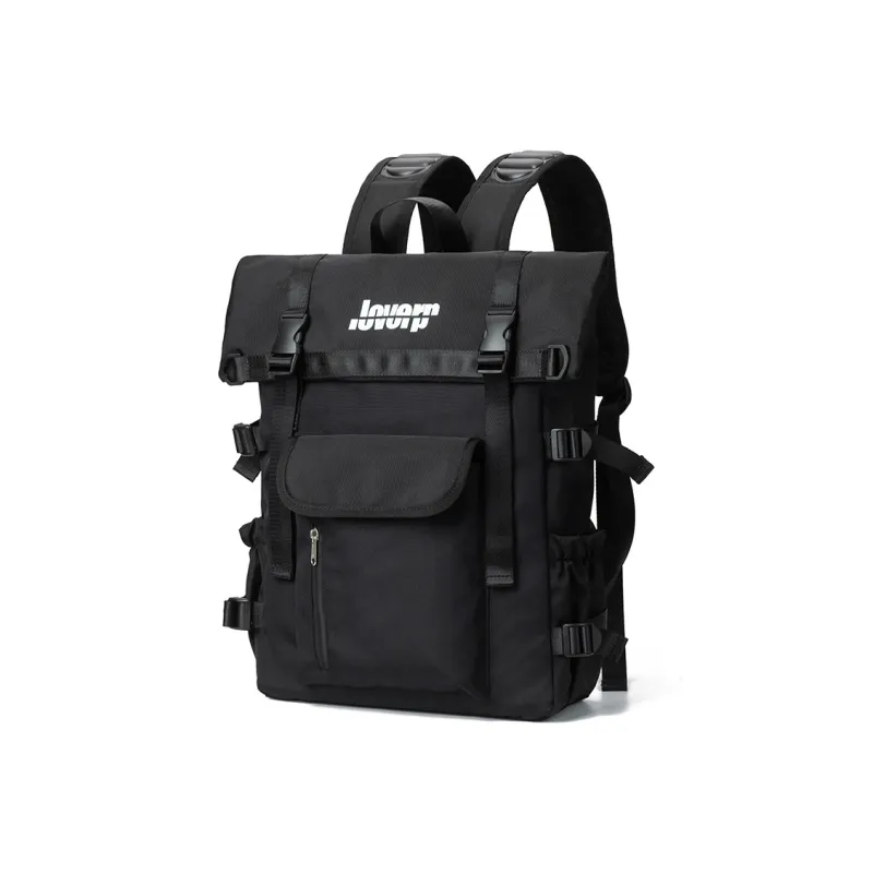 LOVERPUSS Polyester Backpack Regular Unisex Cool Black Dazzle Black-1