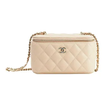 CHANEL 22c Early Spring Pebble Grain Calfskin Long Box Bag, Shoulder Bag, Crossbody Bag Women's Milk Tea