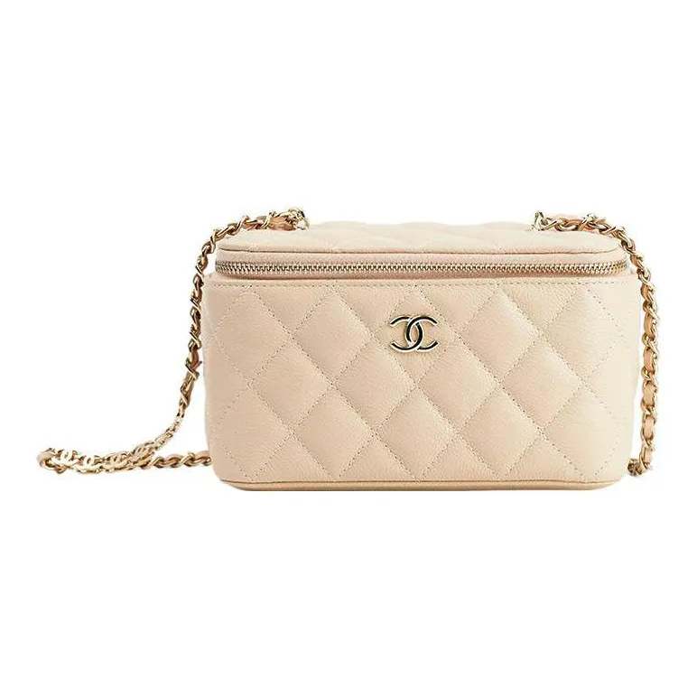 CHANEL 22c Early Spring Pebble Grain Calfskin Long Box Bag, Shoulder Bag, Crossbody Bag Women's Milk Tea-0